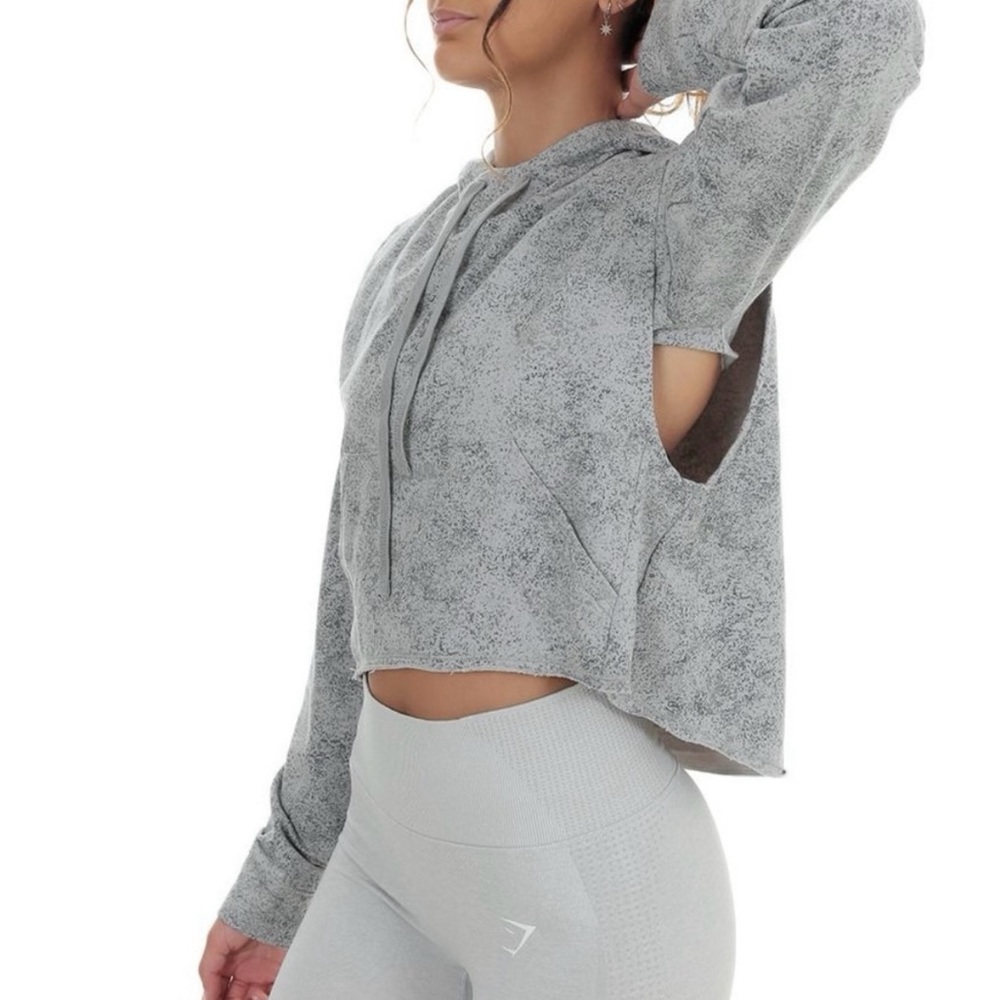 Gymshark Chalk Sweatshirt Hoodie Women's Light Grey Sweat Print Size SMALL